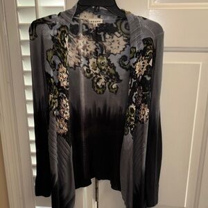 Adore Black and Gray Floral Open Cardigan